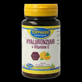 Toppharm Toppharm Hyaluronzuur vitamine C 100mg 30 Vegetarische capsules