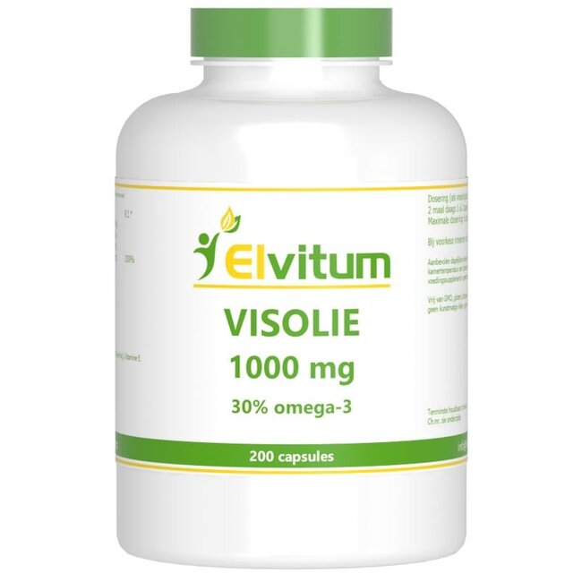 Elvitum Visolie 1000mg omega 3 30% 200 Capsules