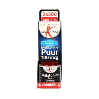 Lucovitaal Lucovitaal Melatonine duo 0.1mg 2 x 500 tabletten 1000 Tabletten