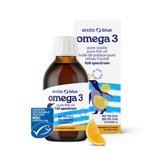 Arctic Blue Arctic Blue Omega 3 pure visolie met vitamine D kids 150 Milliliter
