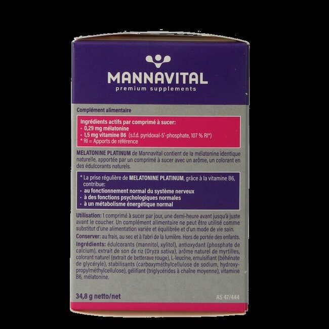 Mannavital Melatonine platinum 120 Smelttabletten
