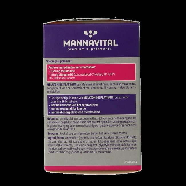 Mannavital Melatonine platinum 120 Smelttabletten
