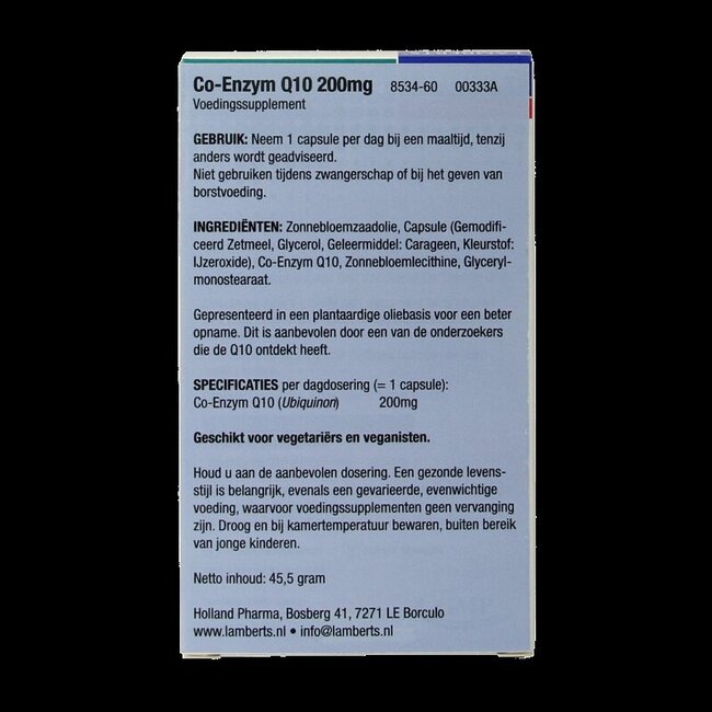Lamberts Co enzym Q10 200mg 60 Vegetarische capsules