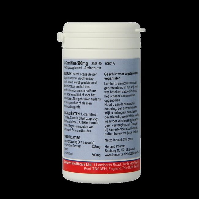 Lamberts L-Carnitine 500mg 60 Vegetarische capsules