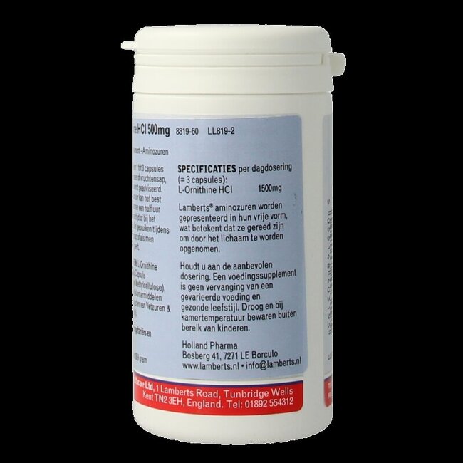 Lamberts L-Ornithine 500mg 60 Vegetarische capsules