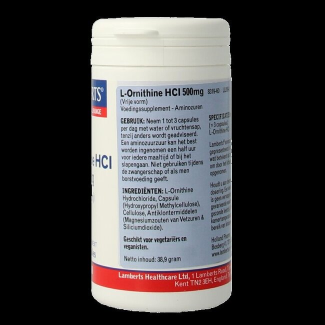 Lamberts L-Ornithine 500 mg 60 gélules végétales