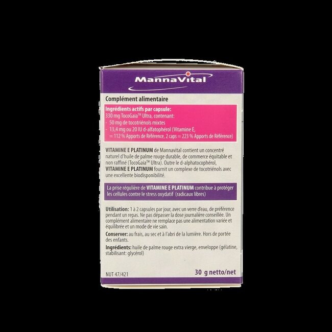 Mannavital Vitamine E platinum 60 Vegetarische capsules