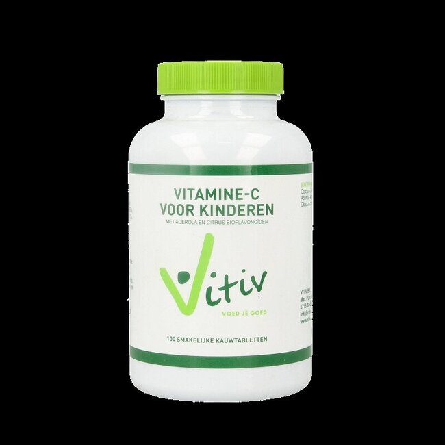 Vitiv Kinder vitamine C zuurvrij 120mg 100 Kauwtabletten
