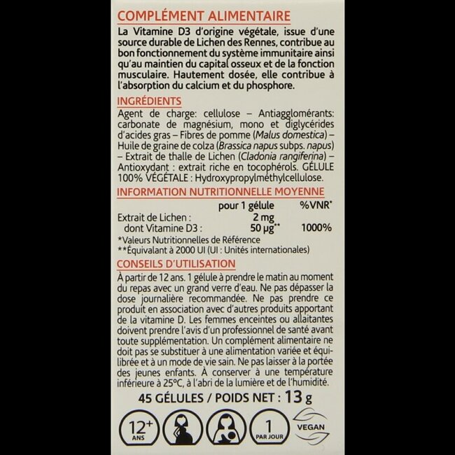 Arkocaps Vitamine D3 2000 UI Vegan 45 Gélules