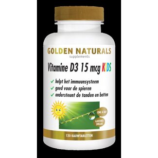 Golden Naturals Golden Naturals Vitamine D3 15mcg kids 120 Kauwtabletten