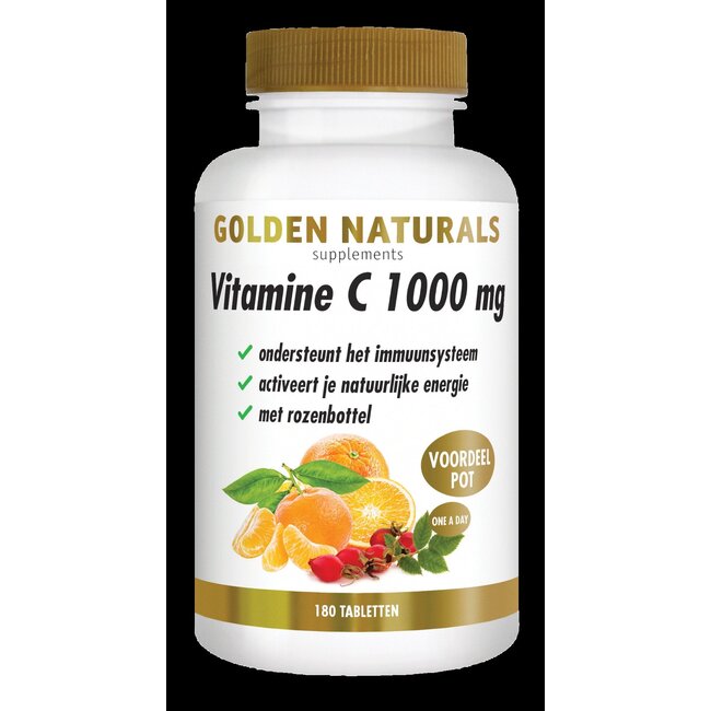 Golden Naturals Vitamine C 1000mg met rozenbottel 180 Tabletten