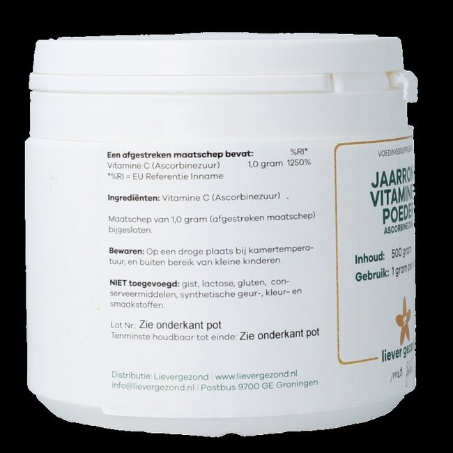 Liever Gezond Vitamine C en poudre acide toute l'année 500 g