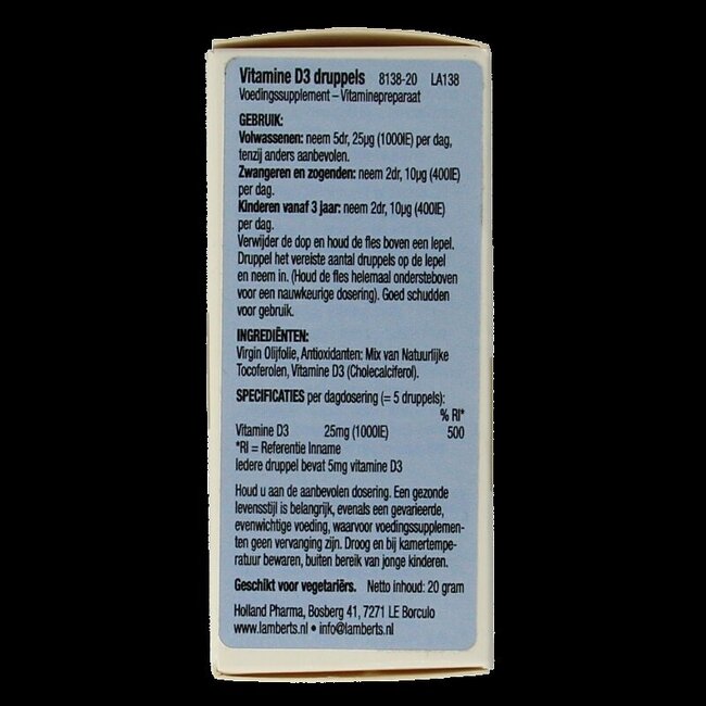 Lamberts Vitamine D3 en gouttes 20 ml