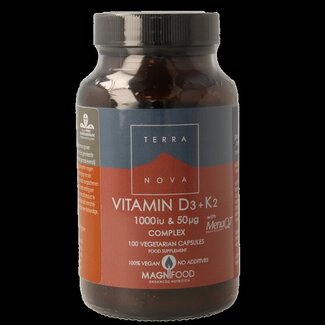 Terranova Terranova Vitamine D3 1000IU met K2 50mcg complex 100 Vegetarische capsules