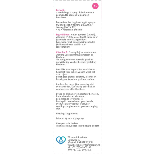 TS Choice Vitamine D Bébé en Spray 25 Millilitres