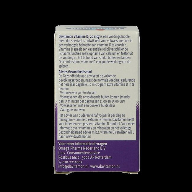 Davitamon Vitamine D3 forte comprimé fondant 75 comprimés