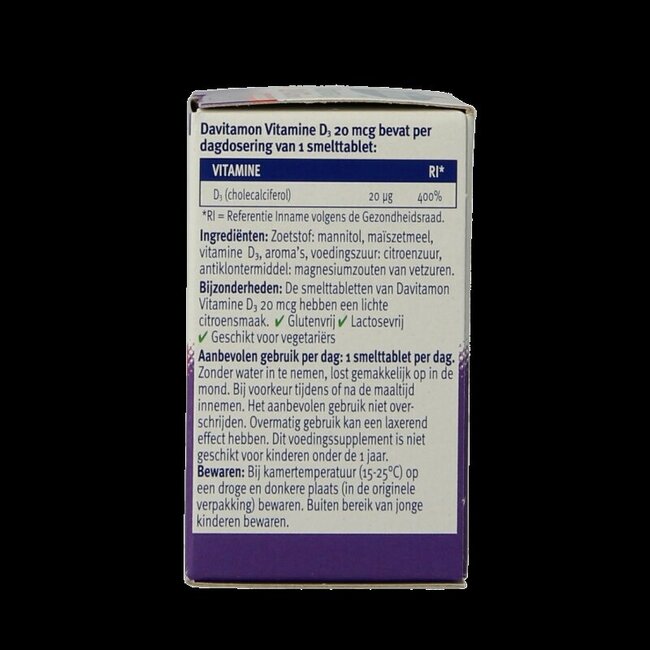 Davitamon Vitamine D3 forte comprimé fondant 75 comprimés