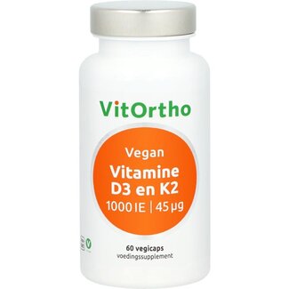 VitOrtho VitOrtho Vitamine D3 1000IE K2 45mcg vegan 60 Vegetarische capsules