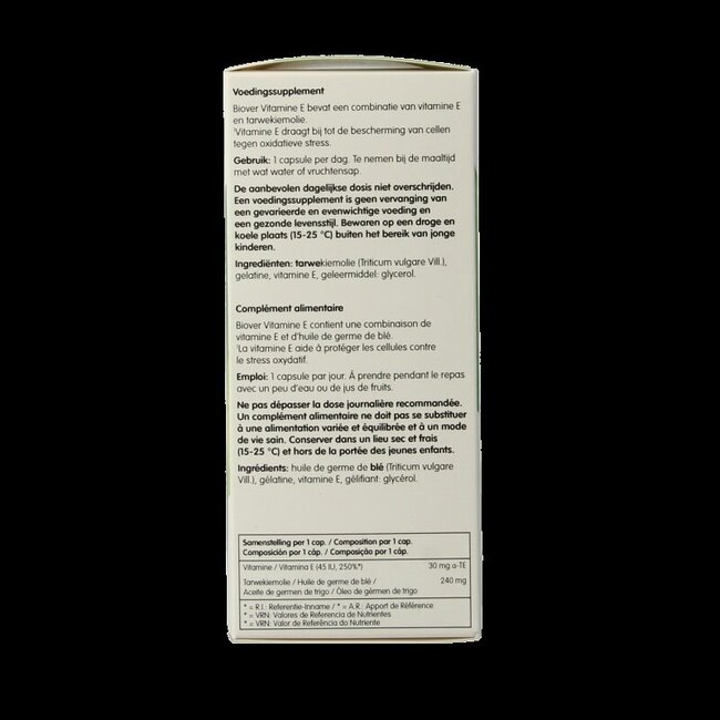 Biover Vitamine E naturelle 45 UI 100 Capsules