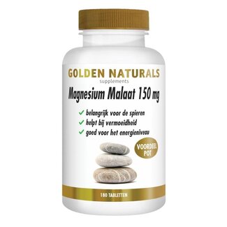 Golden Naturals Golden Naturals Magnesium malaat vegan 180 Tabletten