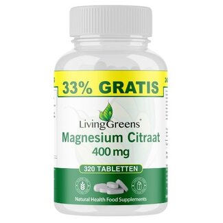 Livinggreens Livinggreens Magnesium citraat 400mg voordeelverpakking 320 Tabletten