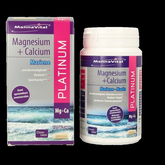 Mannavital Mariene magnesium + calcium platinum 120 Vegetarische capsules