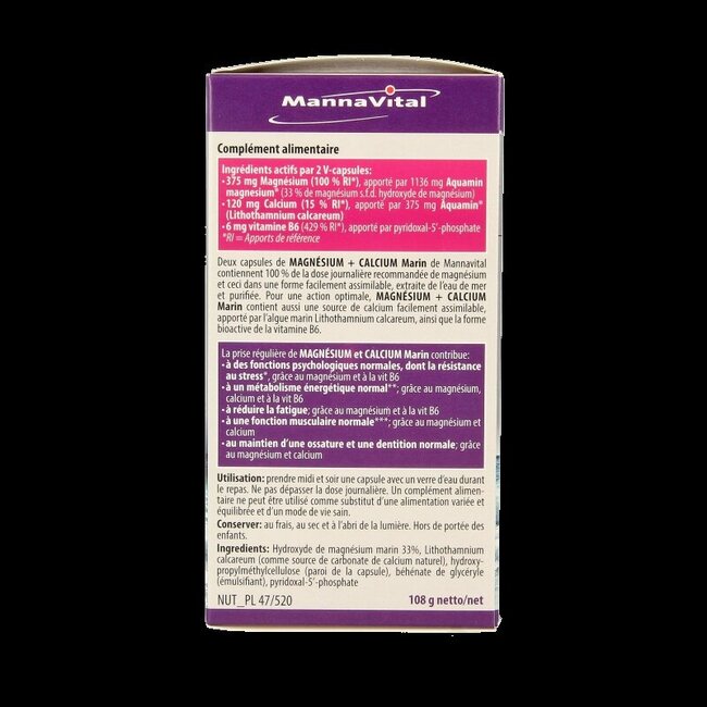 Mannavital Mariene magnesium + calcium platinum 120 Vegetarische capsules