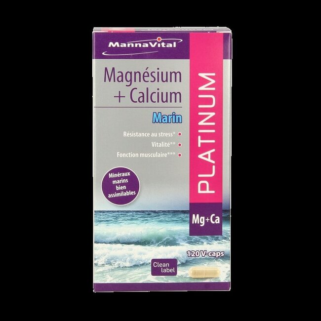 Mannavital Magnésium Marin + Calcium Platinum 120 Gélules Végétales