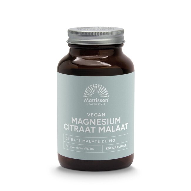 Mattisson Magnesium citraat malaat met actieve vorm vit. b6 120 Vegetarische capsules