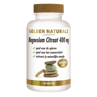 Golden Naturals Golden Naturals Magnesium citraat 400mg 180 Tabletten