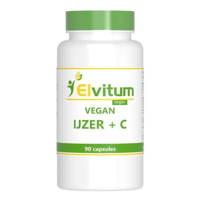 Elvitum IJzer met vitamine C vegan 90 Vegetarische capsules