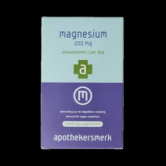 Apothekersmerk Apothekersmerk Magnesium 200mg vegan oblong tablet 60 Tabletten