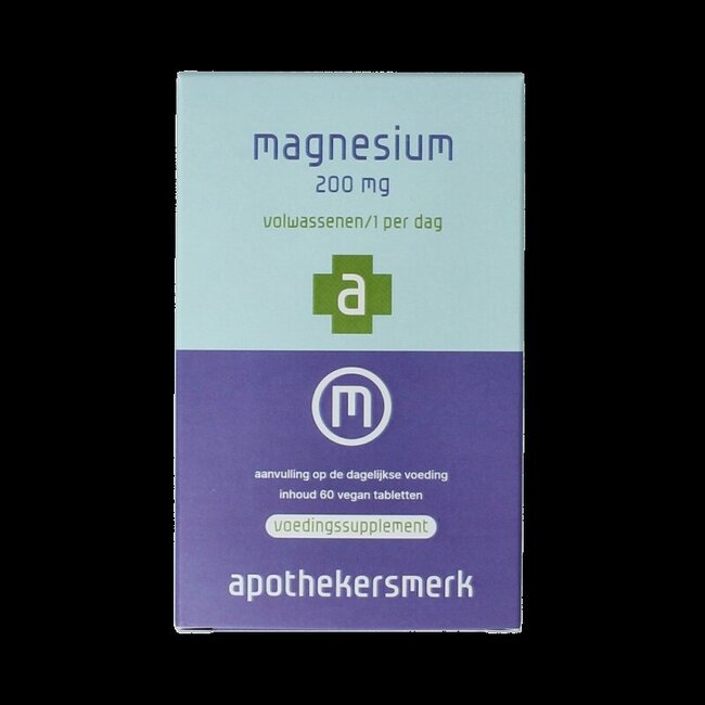 Apothekersmerk Magnesium 200mg vegan oblong tablet 60 Tabletten
