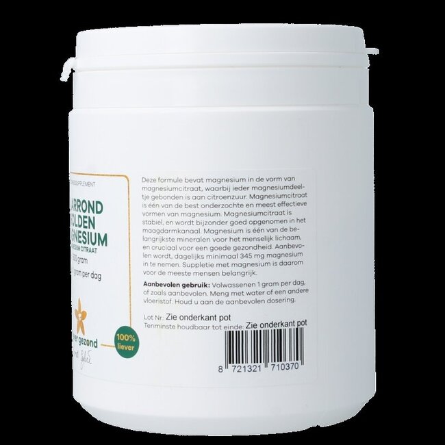 Liever Gezond Golden magnesium poeder jaarrond 500 Gram