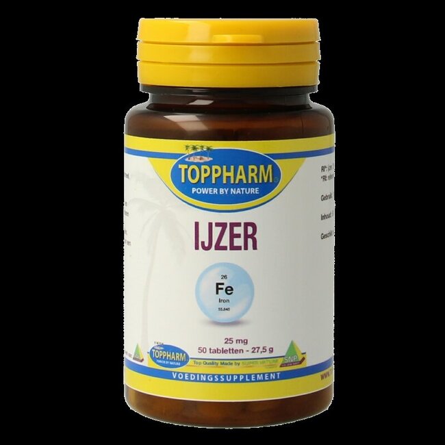 Toppharm IJzer 25mg 50 Tabletten
