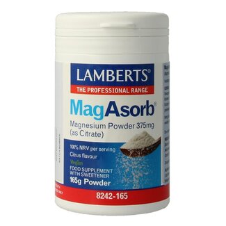 Lamberts Lamberts MagAsorb (magnesium citraat) poeder 375mg 165 Gram