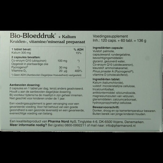Pharma Nord Bio bloeddruk & kalium 120 caps + 60 tabletten 180 Stuks
