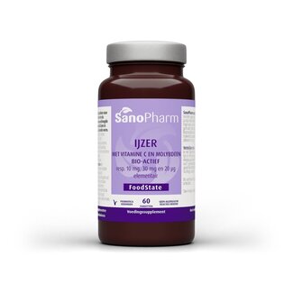 SanoPharm SanoPharm Fer 10 mg & molybdène 20 mcg & vitamine C 30 mg 60 comprimés