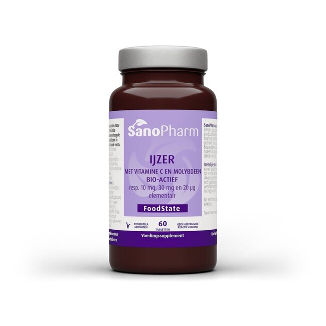 SanoPharm IJzer 10 mg & moly 20 mcg & C 30 mg 60 Tabletten