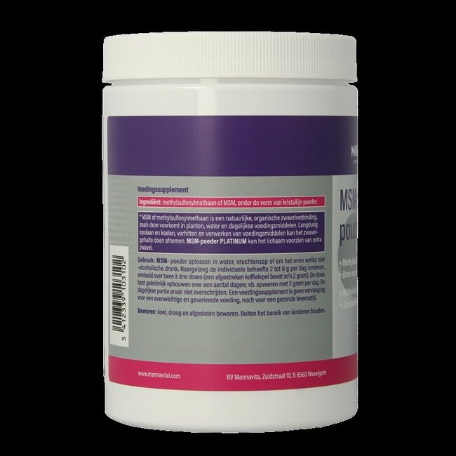 Mannavital MSM poeder platinum 500 Gram