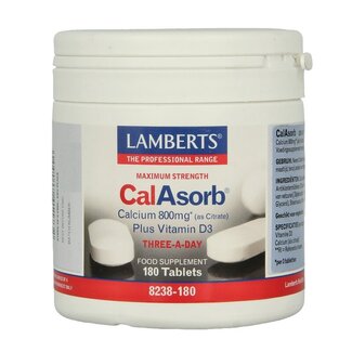 Lamberts Lamberts CalAsorb (calcium citraat) & Vitamine D3 180 Tabletten