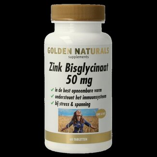 Golden Naturals Golden Naturals Zink bisglycinaat 50mg 60 Tabletten