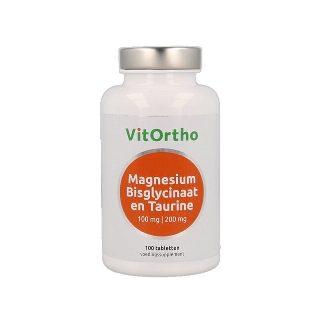 VitOrtho Magnesium bisglycinaat 100 mg en taurine 200 mg 100 Tabletten