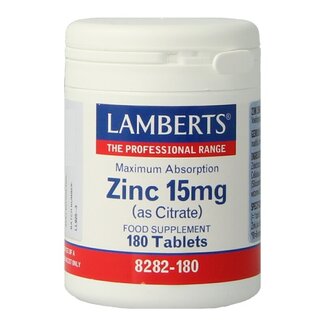Lamberts Lamberts Zink citraat 15mg 180 Tabletten