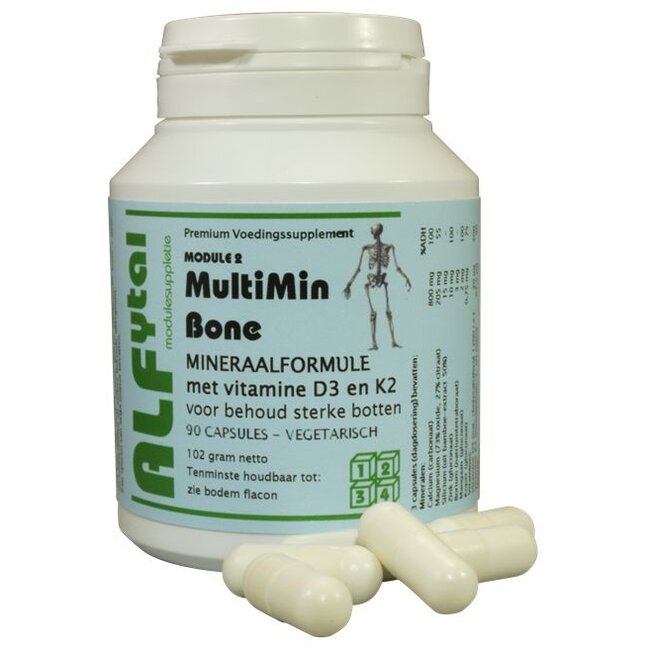 Alfytal MultiMin bone botformule met vit. D3 en K2 90 Vegetarische capsules