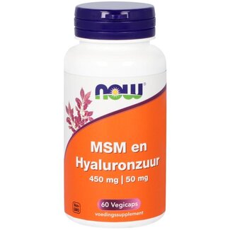 NOW NOW MSM 450mg en hyaluronzuur 50mg 60 Vegetarische capsules