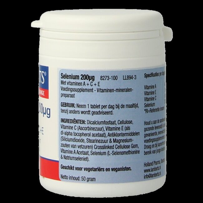Lamberts Sélénium 200 µg avec vitamines A, C, E 100 comprimés