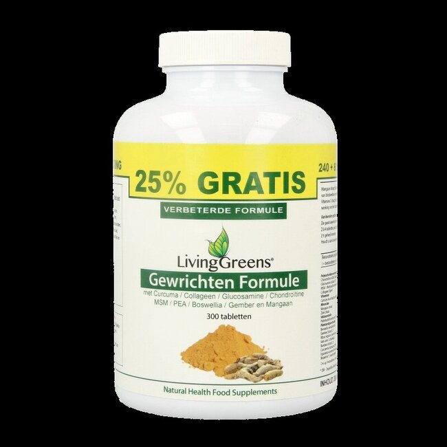 Livinggreens Gewrichten formule curcuma & collageen complex 300 Tabletten