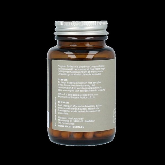 Mattisson Organic saffraan 30mg bio 60 Vegetarische capsules