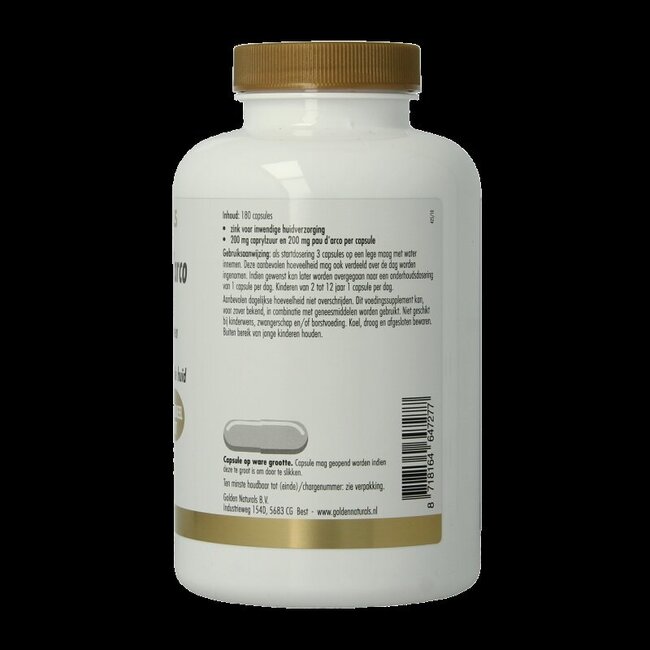 Golden Naturals Caprylzuur & pau d'arco 180 Vegetarische capsules